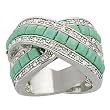 Silvertone Cubic Zirconia and Turquoise Criss-cross Ring