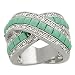Tressa Silvertone Cubic Zirconia and Turquoise Criss-cross Ring