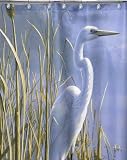Foggy Morning Egret Fabric Shower Curtain
