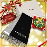 クリスマス ギフトセット (コーチ) COACH アウトレット バイカラー カシミヤ ブレンド ロゴ スカーフ マフラー F86542 BKCQ [並行輸入品]