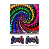 Protective Vinyl Skin Decal Cover for Sony Playstation 3 PS3 Slim Skins + 2 Controller Skins Trippy Spiral