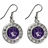 NCAA Northwestern Wildcats Round Crystal Earrings
