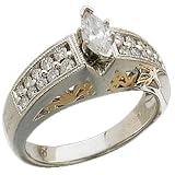 14K Two Tone Stylish Diamond Engagement Ring (Center stone is not included)