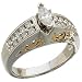 14K Two Tone Stylish Diamond Engagement Ring (Center stone is not included)
