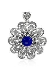 Sterling Silver Lapis Lazuli Women Pendant. Length 47 mm. Total Item weight 12.1 g.
