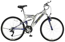 Mongoose Domain Men's Dual-Suspension Mountain Bike (26-Inch Wheels, Silver/Blue)