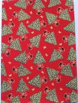 A4 sheet of self adhesive fabric for cardmaking & craft - Christmas trees