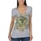Earth Flower V-Neck Graphic Tee - Gray