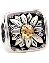 SilveRado(tm) MS023T Sterling Silver/Gold Daisy Bead / Charm