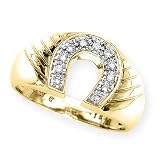 10K Yellow Gold 0.15 ct. Diamond Horse Shoe Men's Ring