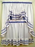 Hannah Tier Curtain- White/Blue