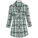 Women's Classic Collar Button Down Roll Up Long Sleeve Cotton Plaid Shirt