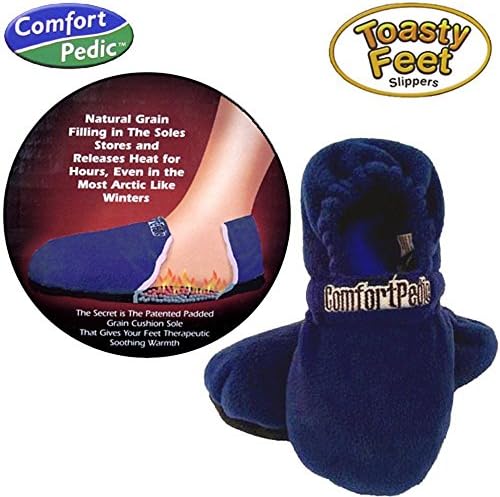 Toasty Feet Comfort Pedic Slippers, L/XLarge, Blue