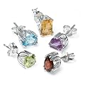 Sterling Silver Gemstone Stud Earrings Set