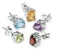 Sterling Silver Peridot, Garnet, Amethyst, Blue Topaz and Citrine Individually Boxed Stud Earring Set