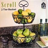 2 Tier French Loop Wrought Iron Basket - Brushed Copper Finish
