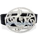 Treble Clef Music Iced Out Silver Hip Hop Belt Buckle
