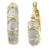 10k Gold Plated Sterling Silver Diamond Pave X Earrings (1 10 cttw)