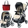 Peg Perego Si Travel System in Dune with Fashionable Diaper Bag