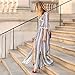 Desiraa Women Slim Flower Print A-Line Maxi Long Dress Medium White
