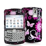NEW Black Pink Flower Butterfly Snap-On Cover Case Cell Phone Protector for Blackberry Curve 8300 8330