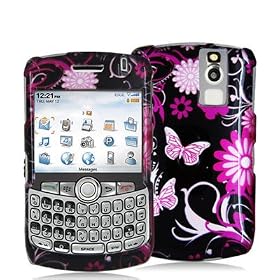 Premium Designer Hard Crystal Snap-on Case for Blackberry Curve 8330 Case - Cool Pink Butterfly Print