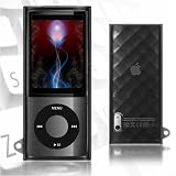 Premium Durable Black Diamond FleX Silicon Skin Cover Case Protector for Apple iPod Nano 5th Generation 8GB 16GB ( 8 GB 16 GB ) Includes a 4-Inch Determination Hand Strap Case is Semi Transparent