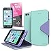 iPhone SE Case, Cellto PU Leather Wallet Cover Stand and Reversible Magnetic Flap Flip Cover for Apple iPhone SE/iPhone 5S / iPhone 5 - Mint/Purple