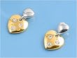 Sterling Silver Two-Tone Heart Earrings with Clear CZ - 16MM