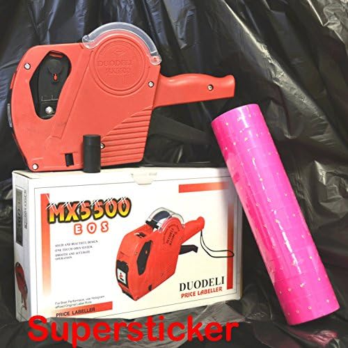 Mx-5500 Eos 8 Digits Price Tag Gun Labeler Labeller + 5000 Pink labels +1 Ink