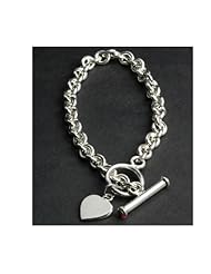 Sterling Silver Heart Charm Toggle Bracelet