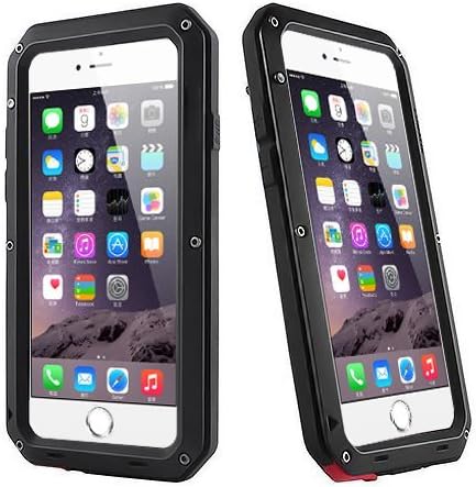 iPhone 6 Plus,6s Plus Metal Extreme Sports Case,Tempered Glass Weatherproof Shockproof Dustproof Fingerprint Case,Diving Climbing Heavy Duty Carrying Case(Black)+1 Can Cooler