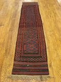 1'10 x 8'8 Red Hand Knotted Wool Sumak Runner Rug