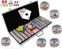 650 11.5 Gram Clay Composite Gambling Poker Chip Chipset with Aluminum Case, Dice, Playing Cards and Dealer Buttons.