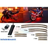 10pc Red LED Flexible Motorcycle Light Kit by LedGlow