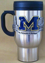 Michigan Wolverines NCAA Pewter Stainless Steel Travel Mug