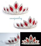Exquisite Red Crystal Prom Wedding Crown Tiara comb T35