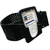 DreamBargains Premium Soft Nano 3 Video 4GB 8GB Sport Armband with Built-in Screen Protector - Black + iPod Car Charger - Black - Combo Pack