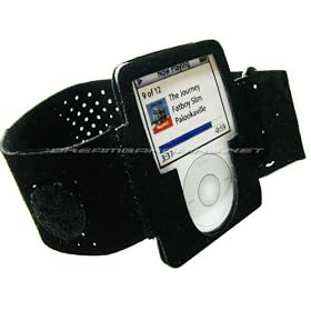 Premium Soft Nano 3 Video 4GB 8GB Sport Armband with Built-in Screen Protector - Black + iPod Car Charger - Black - Combo Pack