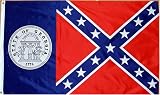 Georgia Rebel Flag - 3 foot by 5 foot Polyester (NEW)