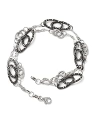14k White gold Leslies & Black Textured 2 Strand Bracelet