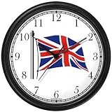 Flag of United Kingdom - Union Jack No.1 England Theme Wall Clock by WatchBuddy Timepieces (Black Frame)