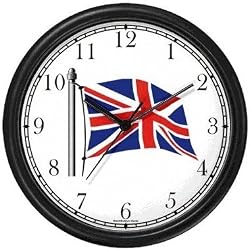 Flag of United Kingdom - Union Jack No.1 England Theme Wall Clock by WatchBuddy Timepieces (Black Frame)