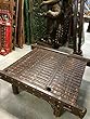 Antique Banjara Vintage Indian Solid Ox Cart Coffee Table with Brass Iron Accents