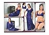 Indiatrendzs Women's Sexy Hot Nighty Dark Blue 6pc Set Bedroom Sleepwear Freesize