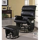 Glider Rocker Recliner with Ottoman Black Leatherette