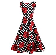 Polka Dot Print Sleeveless Vintage Cotton Spring Summer Fall  Dress