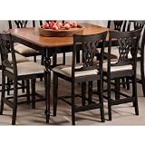 Hillsdale Embassy 36-Inch by 54-Inch Square Counter Height Table with 18-Inch Leaf, Pattern Veneer, Rubbed Black with Cherry Top