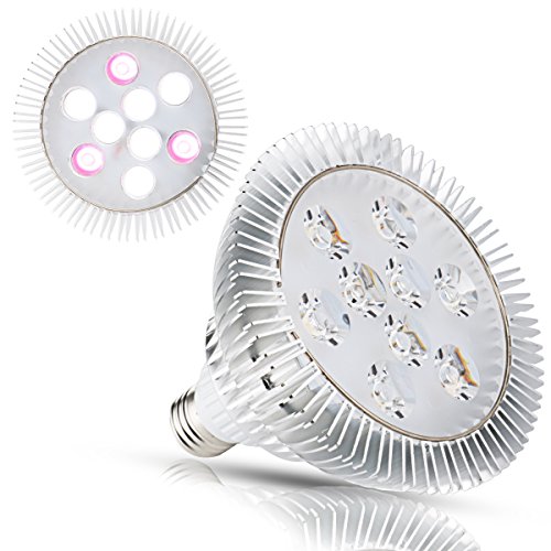 J&C Full Spectrum White Light LED Grow Light Bulb, 9W Natural Plant Light for Greenhouse Gardening, Indoor Sunlight for Vegetables, Grow Bulb for Indoor Hydroponic Plants, E27 Base ¡­