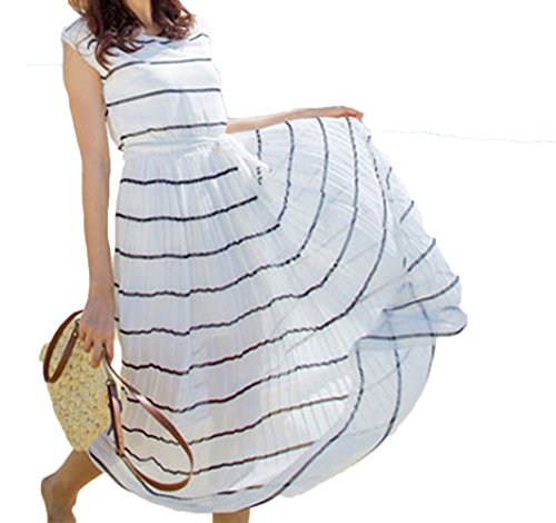 (ディーコッテ)D'Kotte レディース 春 ワンピース ワンピ ロング丈 マキシ ノースリーブ ボーダー カジュアル neaa164